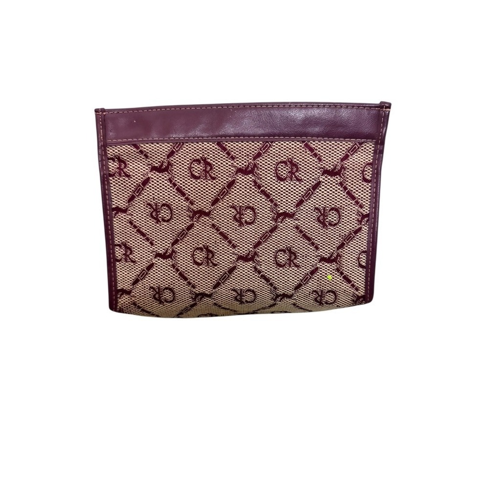 Vintage Charles of the Ritz CR Monogrammed Women's Cosmetic Pouchโ Maroon Zipper